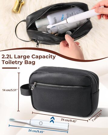 Чоловіча/Жіноча дорожня косметичка, валізка, сумка для туалетних аксесуарів 24x14x7 см (Чорний)