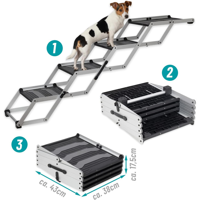 Сходинка для собак VOSS.PET, 4 ступені, для багажника авто, з алюмінію, з захисним килимком