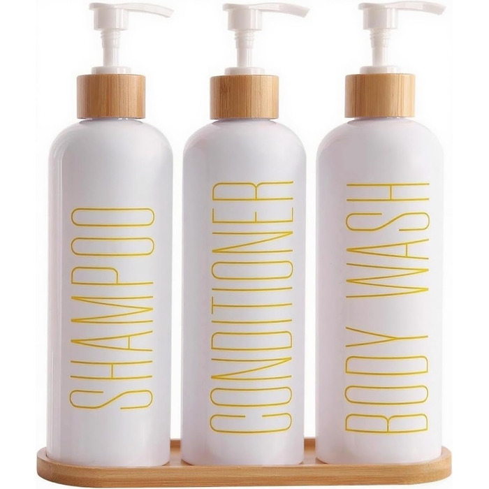 Набір флаконів для шампуню та гелю для душу, 500 мл, 3 шт. (біло-сірий)