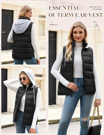 Чоловіча степкова жилетка Vancavoo з капюшоном, чорна, розмір S | З капюшоном, тепла, для відпочинку