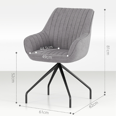 HOMCOM Swivel Lounge Chair with Armrests, Velvet-Look, Swivel Chair with Metal Legs, for Bedroom, Living Room, Dark Grey | Aosom