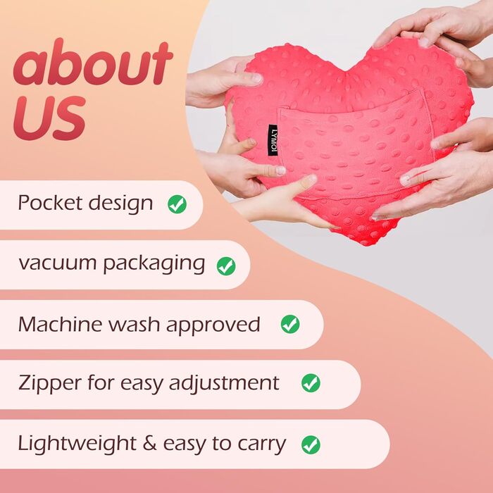 LYMOI Heart Pillow for After Heart Surgery, Open Heart Surgery Pillow After Cough Recovery with Bag, Comfort Pillow, Recovery Gifts for Women, Men, Patients, Heart-Shaped Pillow, Minky Dot