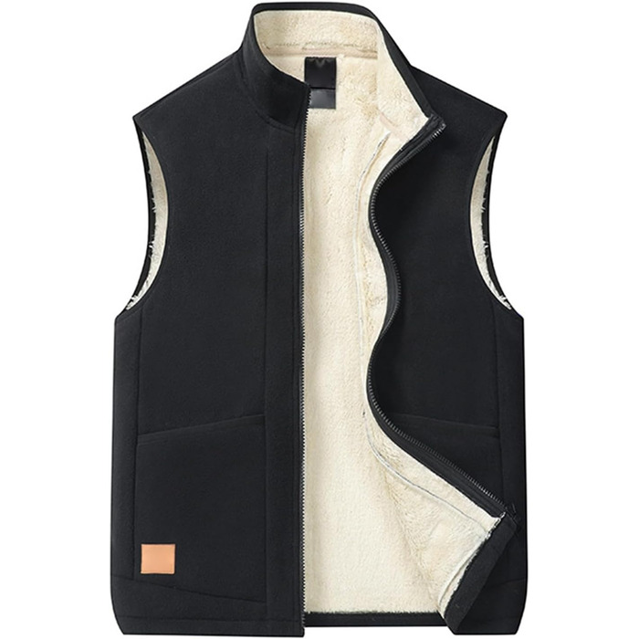 Чоловіча флісова жилетка та бодівармер, тепла жилетка, зимова терможилетка, флісова жилетка, бодівармер на блискавці, смарт-жилетка, безрукавна куртка 5XL чорного кольору