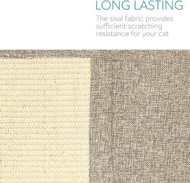 Navaris Cat Scratch Mat Scratch Protector Sofa - with 2 compartments - 128 x 45 cm Sisal Scratch Rug for Cat - Couch Cat Scratch Mat - also for Dogs (Light Brown - White)