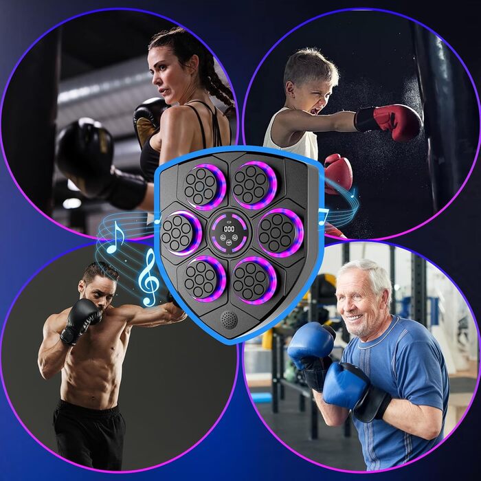 Музична боксерська машина AHWOiHS з LED-підсвіткою, 9 швидкостей та 9 режимів тренування для дітей та дорослих
