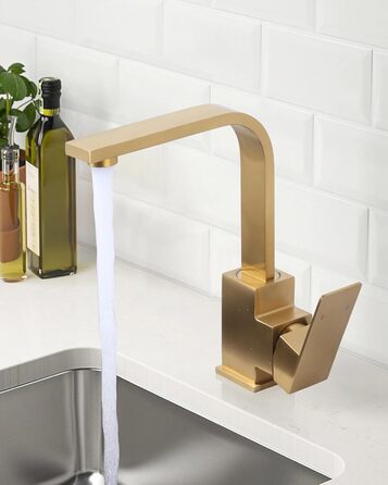 Кухонний змішувач з нержавіючої сталі, поворотний на 360°, для кухні, вантажівки, ванної кімнати, золотий