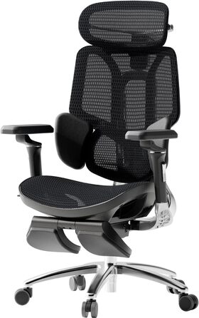 Hbada E3 Ultra Ergonomic Office Chair - Adjustable Lumbar Support, 360° Swivel, 4D Headrest, Black
