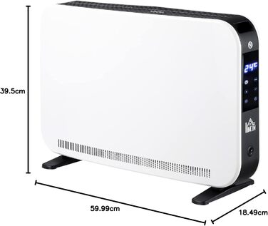 Електричний обігрівач HOMCOM 2000W з 3 режимами нагріву, LED-дисплеєм та таймером, для приміщень до 18 м²