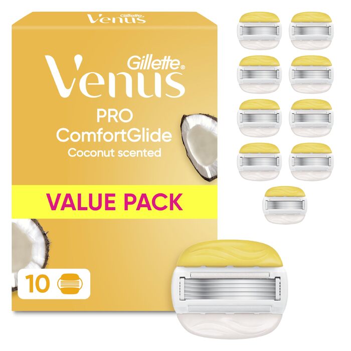 Жіноча бритва Gillette Venus Pro Comfortglide з ароматом кокоса, срібляста (10 змінних касет)