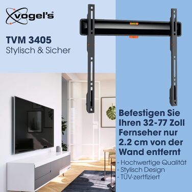 Кріплення для телевізора Vogel's Comfort TVM 3405 - настінна кріплення для телевізорів 32-77 дюймів, до 50 кг, VESA 400x400, тонка установка 2.2 см