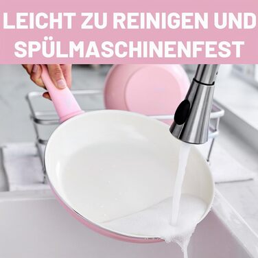 Набір керамічного посуду GreenLife Soft Grip, антипригарне покриття без PFAS, 8 предметів, рожевий