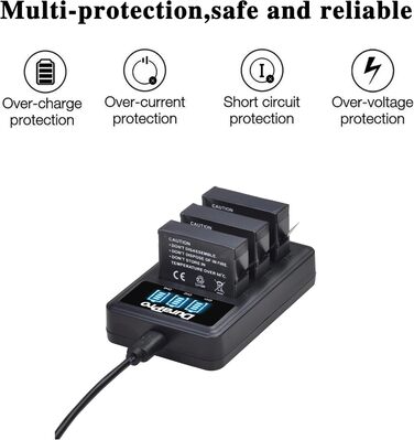 Акумулятор DuraPro 3X 1680mAh + USB LED Зарядний пристрій для GoPro Hero4 AHDBT-401