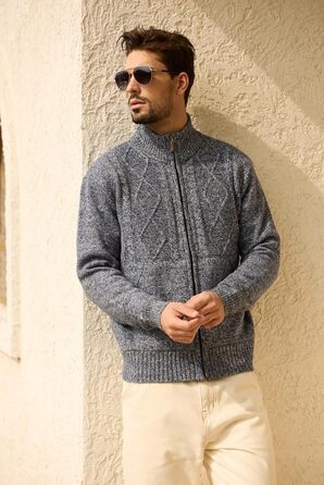 Чоловіча флісова куртка Les Umes з коміром-стійкою, осінь-зима, Regular Fit (М, Multiblau)