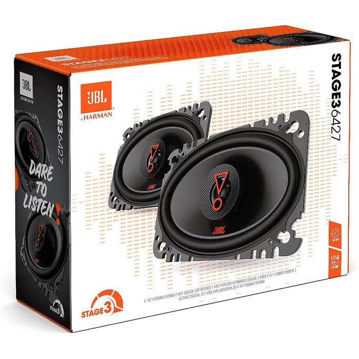 Автомобільні динаміки JBL Stage3 6427 Harman Kardon 175 Вт, 2-смугові овальні 10x15 см, чорні