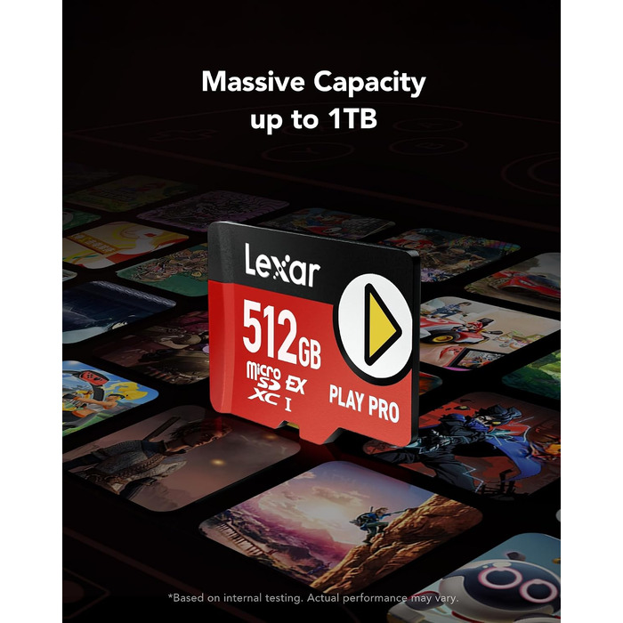 Карта пам'яті MicroSD Express Lexar PLAY PRO 512GB, швидкість читання до 900МБ/с, запис до 600МБ/с