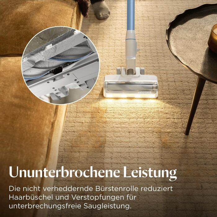 Бездротовий пилосос Bissell PowerClean FurGuard з акумулятором 2500 mAh, 280W, HEPA-фільтр, самоочищення щітки, світло FurFinder, для видалення шерсті тварин, 50 хв роботи
