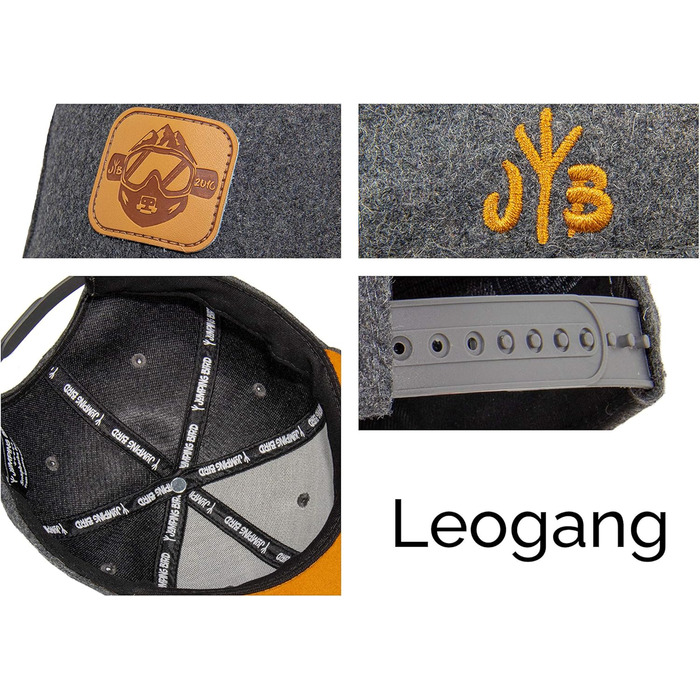 Кепка бейсболка Jumping Bird • Знімна кепка-снуд • Фетр, унісекс, темно-сірий