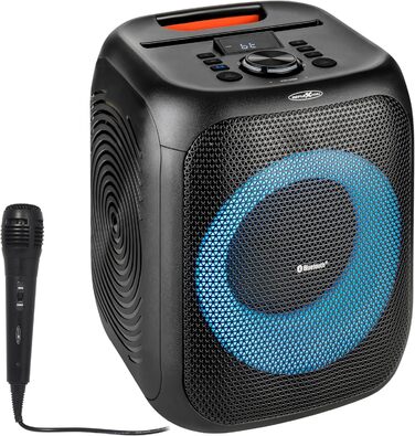 Reflexion PS09BT: Портативна Bluetooth-колонка для вечірок, DJ та караоке, 500 Вт, радіо UKW-PLL, світлодіодний ефект, мікрофон, акумулятор, чорний (PSX11BT)
