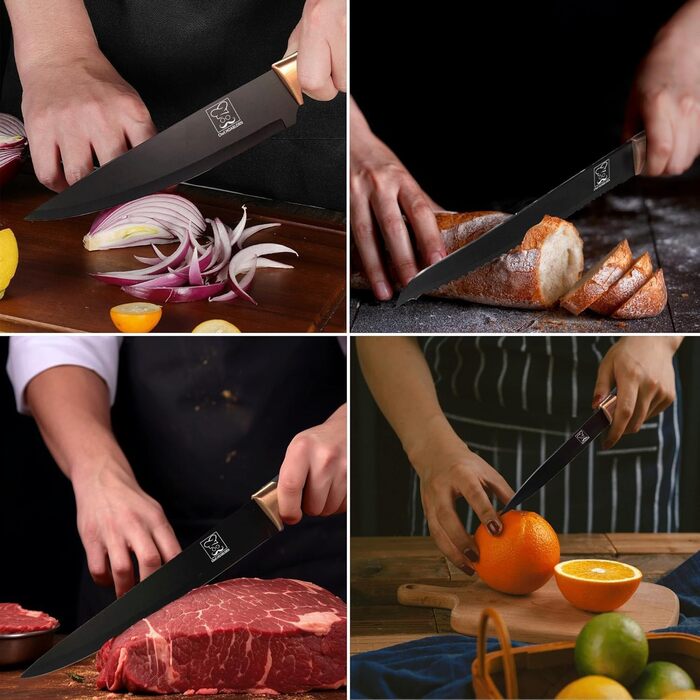 Набір кухонних ножів Chefhoablorn 15-TLG з бруском, нержавіюча сталь, професійний, для дому, подарунок
