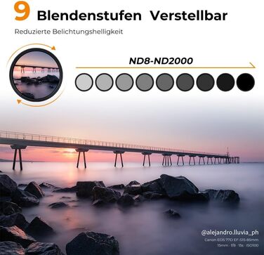 Фільтр ND K&F Concept Nano-D Serie 82mm, змінний (ND8-2000), 3-11 ступенів затемнення