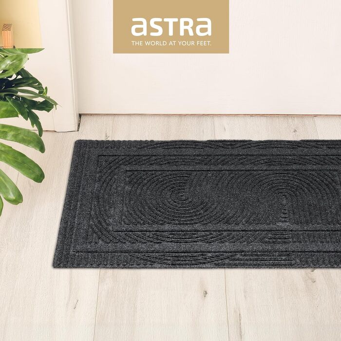 Придверний килимок Astra 45x75 см, протиковзкий та стійкий до витеру, вологостійкий килим для вхідної зони та балкона, антрацит