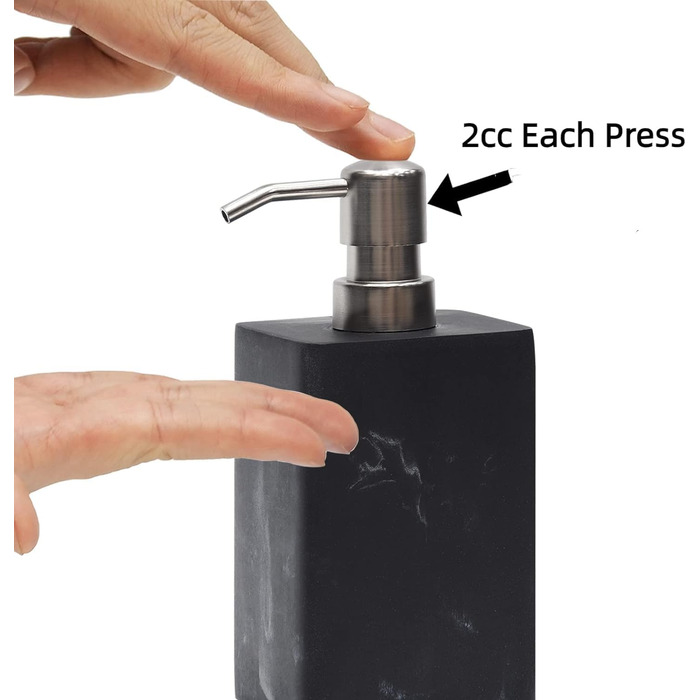 Дозатор для мила Suanti, 425 мл, з помпою з нержавіючої сталі, наповнюваний, квадратний, декоративний, для мила для рук, миття посуду та лосьйону, стиль мармур (срібна помпа - 2 шт.)