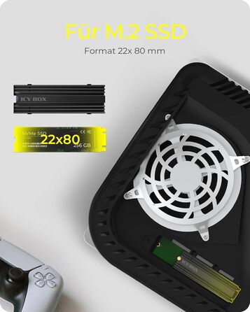 Охолоджувач для M.2 SSD ICY BOX, 10 мм, з алюмінію, 3x термопад, чорний (2280, без вентилятора)