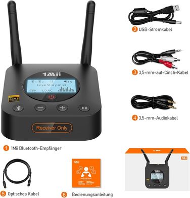 Bluetooth-ресивер 1Mii B06Pro+ для стереосистем з підтримкою LDAC та aptX HD, чорний