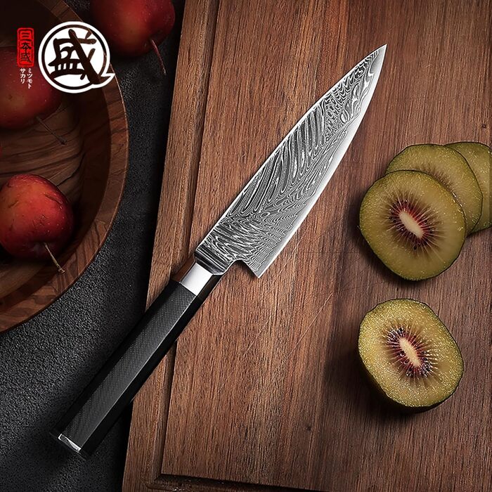 Кухонний ніж для шеф-кухаря MITSUMOTO SAKARI Gyuto, порошковий сталь VG-Pro, чорна ручка, 14 см, Японія