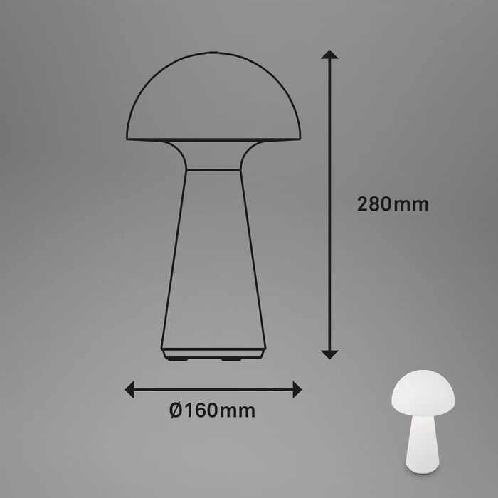 LED настільна лампа BRILONER бездротова з сенсорним керуванням, диммуванням, теплим світлом, 28x16 см