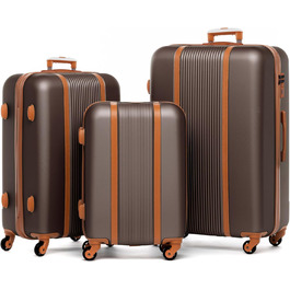 Набір валіз FERGÉ Milano 3 шт. з жорсткою оболонкою (ручна поклажа, L, XL) - 4 колеса, 100% ABS, кавовий колір