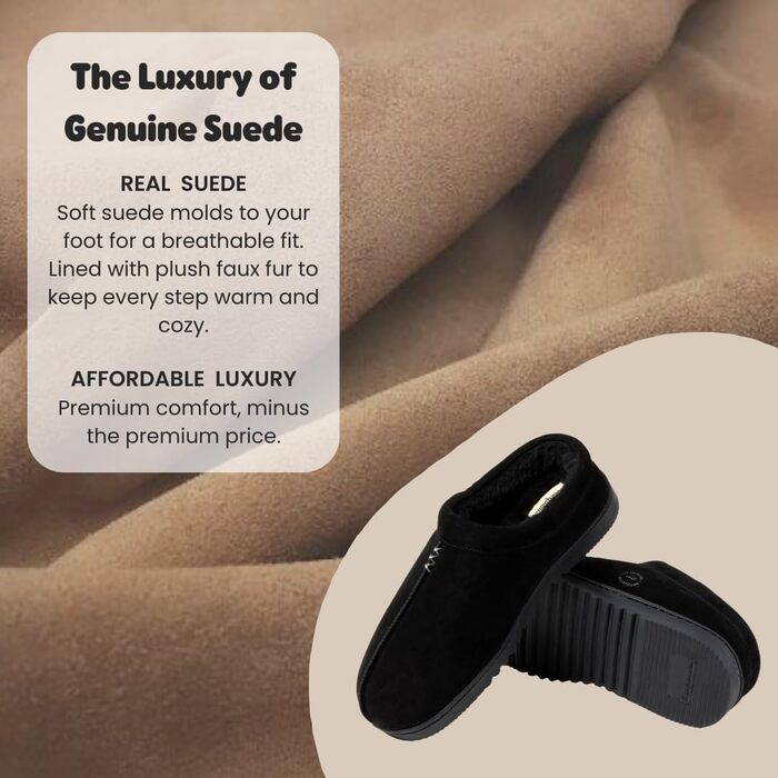 Чоловічі тапочки-клоги Dearfoams з замші для дому та вулиці, розмір 40.5 EU, чорні
