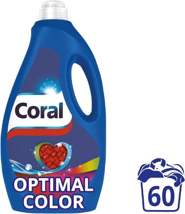 Рідкий пральний засіб для кольорових речей Coral Optimal Color XXL з формулою захисту кольору, 60 прань (набір 2 шт)