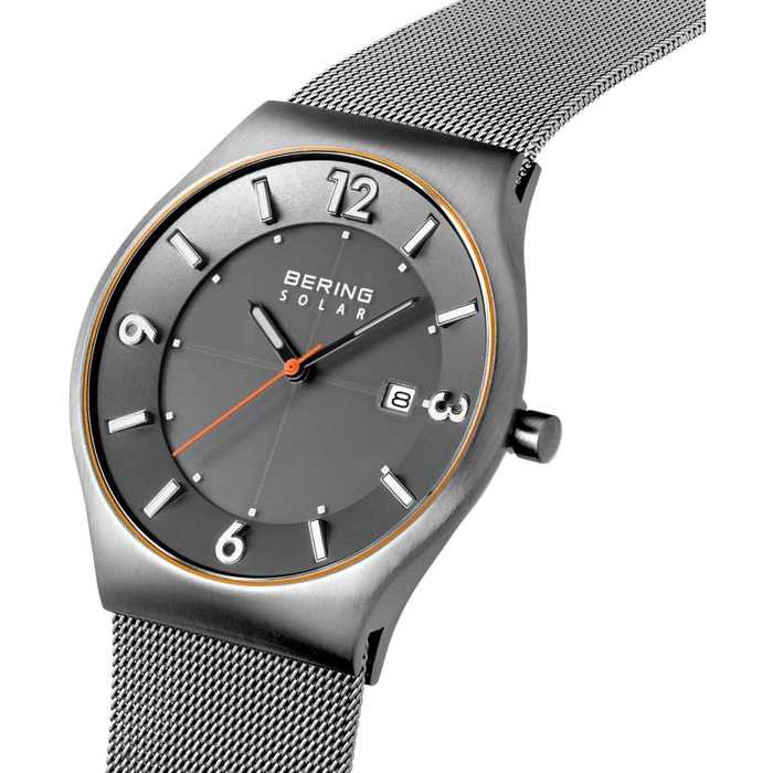 Годинник Bering чоловічий Solar, 40 мм, корпус з нержавіючої сталі, циферблат, браслет Milanais, сапфірове скло, 5 ATM, 14440 (14440-073-A)