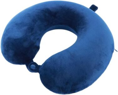 Подушка для шиї, 100% Memory Foam, U-подібна, легка, портативна, для подорожей (синя)