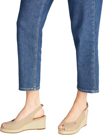 Сліпони Tommy Hilfiger Flag Mid Wedge Espad SLIN бежеві (40 EU) - жіночі сандалі на танкетці