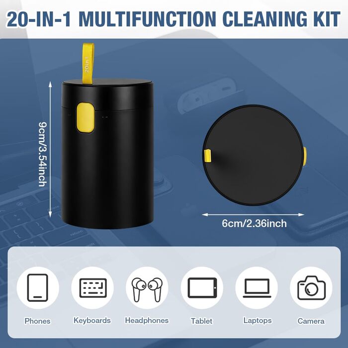 Набір для чищення техніки 20 в 1: клавіатура, навушники, монітор, камера (чорний)