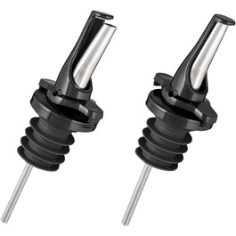 Виливники для спиртних напоїв та оливкової олії з герметичними кришками. Набір з 2 шт. з адаптерами. Нержавіюча сталь, чорний колір.