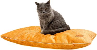 М'яке ліжко-подушка для собак та котів. Зміцнена, м'яка, безпечна для тварин. Розміри: L 80 x B 50 x H 8 см, колір: жовтий