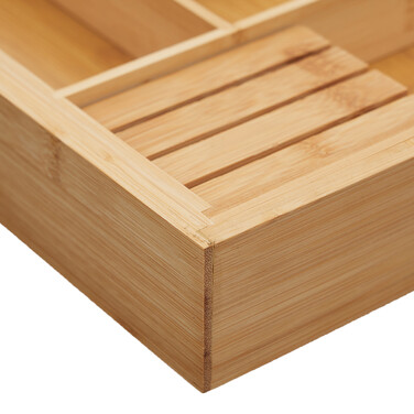 Relaxdays Extendable Bamboo Cutlery Box