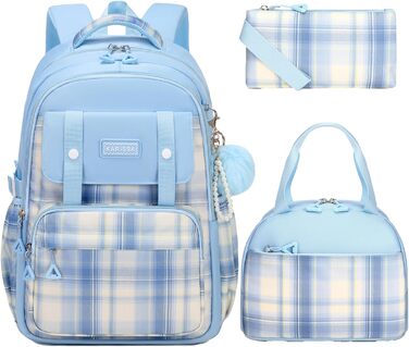 Дитячий рюкзак для дівчаток: рюкзак у стилі Kawaii, велика місткість (3-в-1, блакитний)