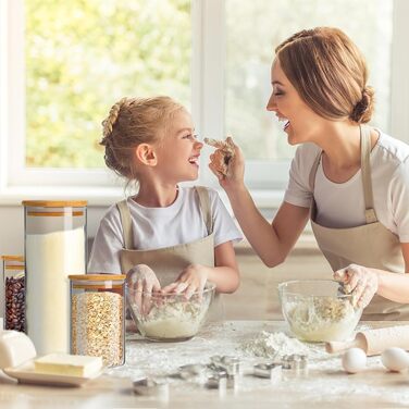 Набір скляних банок для зберігання продуктів з кришками 12 шт (950 мл та 550 мл) - герметичні, штабельовані, для кухні, спагетті, макаронів, мюслі
