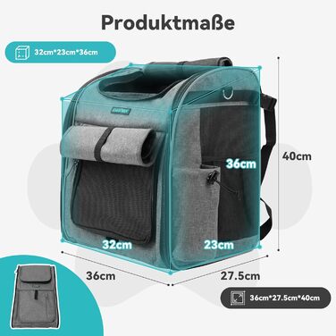 Корзина для собак на велосипед, до 10 кг, складана, дихаюча, 4-в-1 (рюкзак, сумка на плече, автокрісло), міцна L-подібна кріплення Φ55mm, зручна подушка, світловідбиваючі смуги