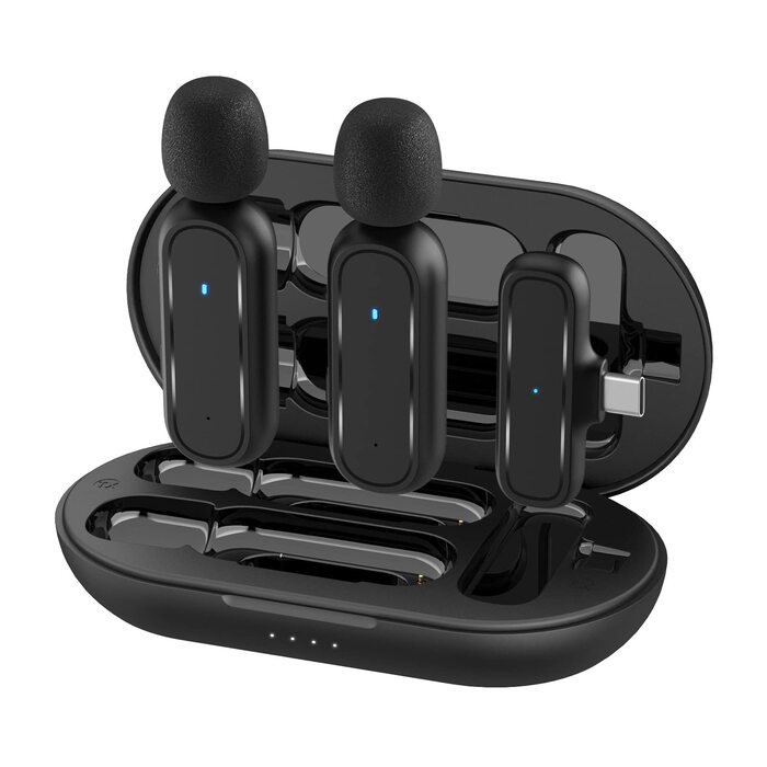 Мікрофон Lavalier Moman Handy Mini: бездротовий мікрофон для iPhone, YouTube, TikTok, Live-Streaming (чорний)