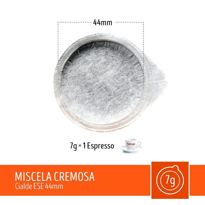 Кава в падах Caffè Toraldo Miscela Cremosa для кавомашин ESE 44, 7г, 150 шт