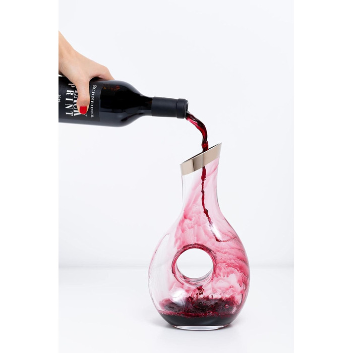 EDZARD Decanter Carafe Gordon, mouth-blown crystal glass with platinum rim, wine decanter for red wine, height 30 cm, capacity 1.2 liters