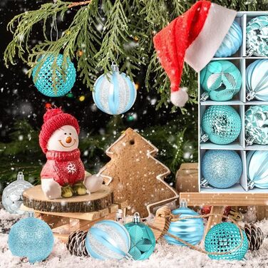 Сині новорічні кулі для ялинки, пластикові, 6 см, набір 12 шт.