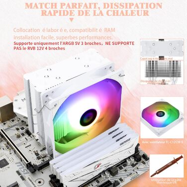 Thermalright Assassin King 120 SE WHITE ARGB: Кулер для CPU з 5 Heatpipes, тихий вентилятор PWM, сумісний з AM4/AM5/Intel LGA1150/1151/1200/1700/1851