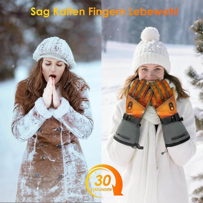 Обогрівані рукавички Minthouz W11 для чоловіків та жінок, 7.4V, 3 режими нагріву, водонепроникні, з підтримкою сенсорного екрану, для роботи на відкритому повітрі, велоспорту та катання на лижах, XL