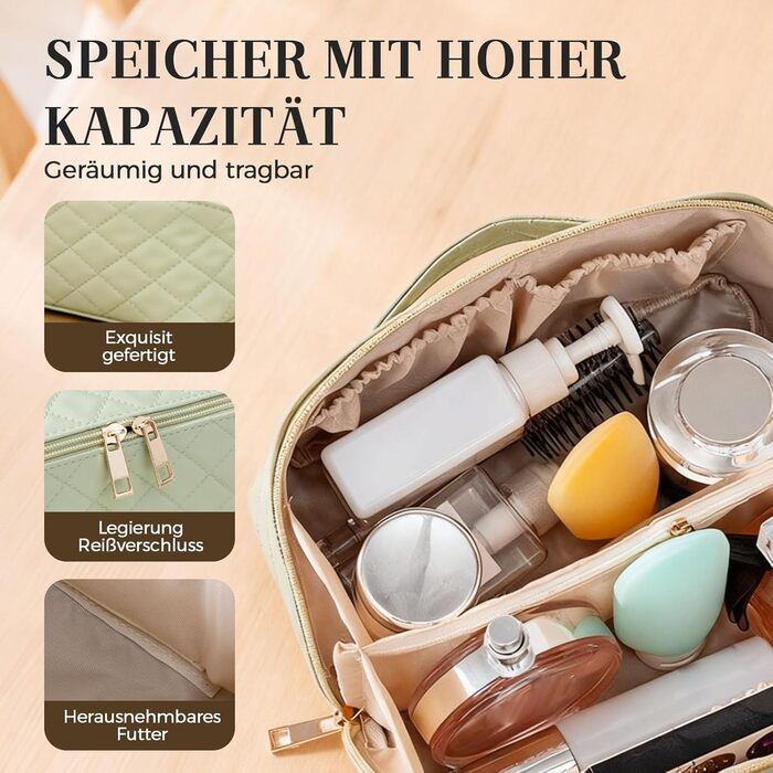 Водонепроникна степкова косметичка для подорожей, чорна, з подвійним замком, з PU-шкіри